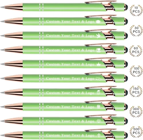 Vista 14 de Bolígrafos personalizados a granel, bolígrafos personalizados con nombre/logotipo en ambos lados, regalo de tinta negra, bolígrafo grabado con lápiz