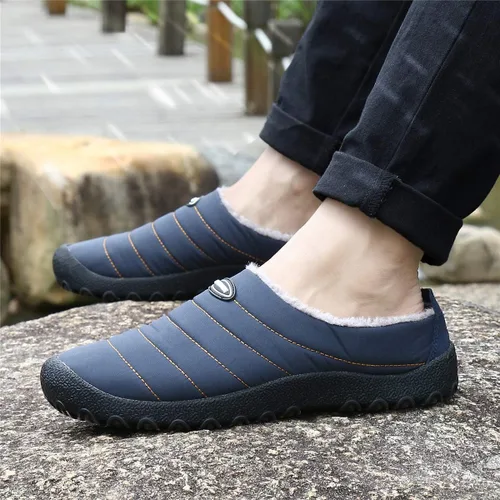 Vista 9 de UBFEN - Pantuflas cálidas de invierno para hombre y mujer con forro de felpa mullida, zapatos de casa con suela de caucho antideslizante