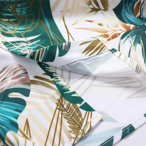 Vista 6 de Camisa hawaiana de Navidad para hombre, con botones, manga corta, ropa de playa para verano, fiesta de Papá Noel, camisas florales tropicales