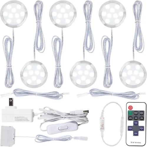 Vista 8 de Kit de iluminación decorativa para caja de libro, luces LED de disco bajo el gabinete montado, adaptador eléctrico enchufado de 110 voltios