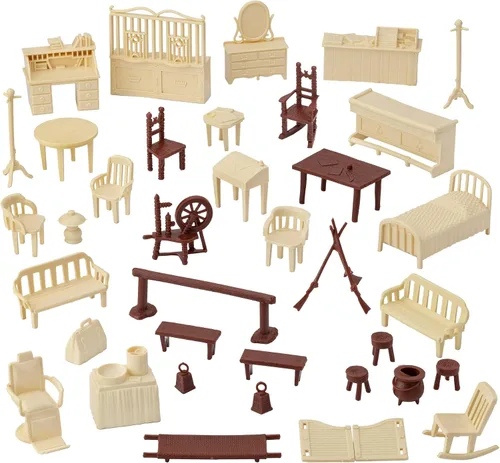 Vista 3 de BMC Classic Marx - Muebles antiguos – 36 piezas de casa de muñecas de plástico accesorios
