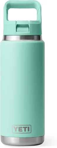 Vista 22 de YETI Rambler Botella de 26 onzas, aislada al vacío, de acero inoxidable, con tapa de popote a juego Rojo rescate