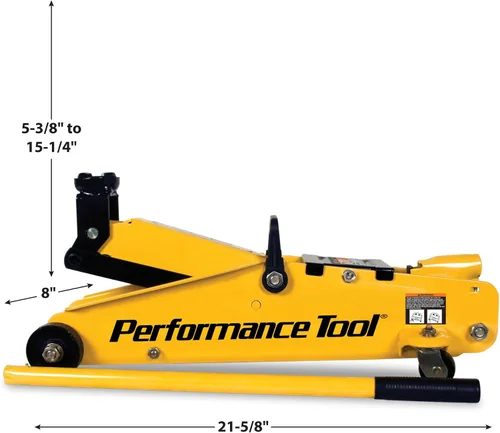 Vista 4 de Performance Tool W1640 gato de garaje de 2-1/2 toneladas, (5,000 lbs.) elevación de 5-15.5 pulgadas, ruedas giratorias, para autos/camiones