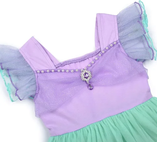 Vista 3 de JerrisApparel Disfraz de Sirenita para niñas, vestido de princesa, cosplay, juego de rol, accesorios