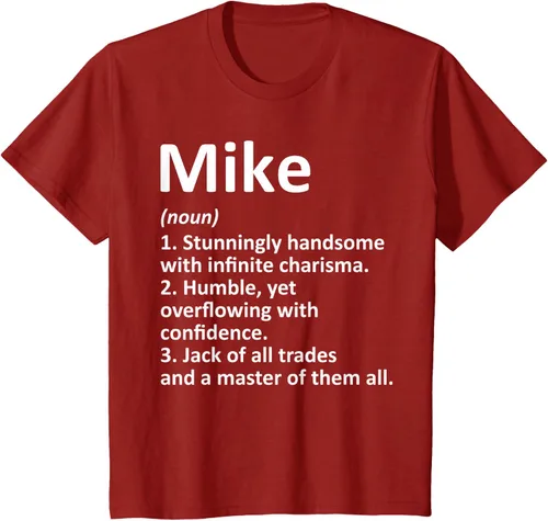 Vista 66 de MIKE Definition - Camiseta divertida para regalo de cumpleaños con nombre personalizado, Negro, S
