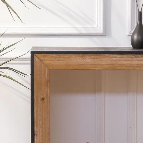 Vista 6 de Mesa consola de madera de 59 pulgadas para entrada, moderna mesa de sofá detrás del sofá con mesa espaciosa, mesas de sofá de granja para sala
