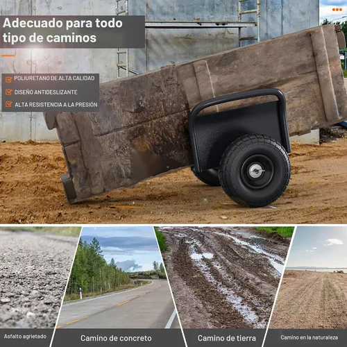 Vista 4 de Plataforma de losa de panel resistente con mango y 2 neumáticos de goma sólida de 10 pulgadas, capacidad de carga de 1000 libras para láminas