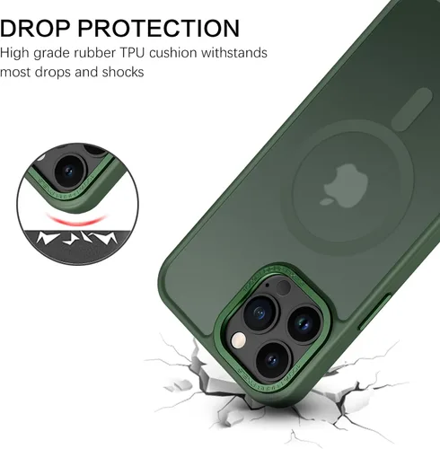 Vista 4 de BENTOBEN Funda magnética para iPhone 13 Pro Max, compatible con MagSafe, translúcida mate esmerilada, antihuellas, delgada, a prueba de golpes