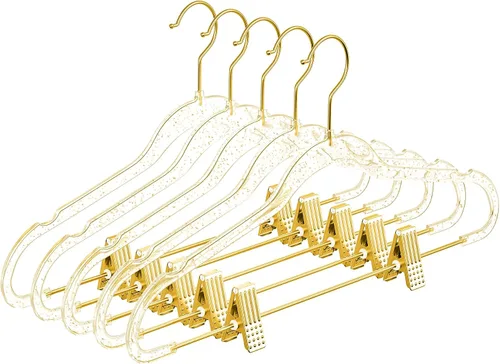 Vista 11 de MIZGI - Perchas premium de terciopelo negro para pantalones con clips ajustables (paquete de 20) Perchas delgadas para faldas - Perchas Negro/Negro