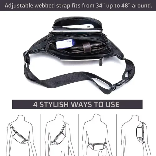 Vista 4 de Home-X bolsa para cintura estilo riñonera de piel auténtica de cordero