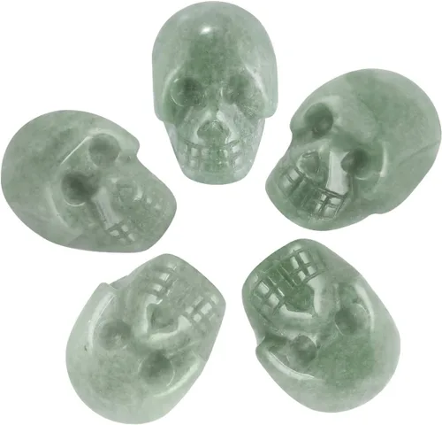 Vista 12 de mookaitedecor 5 figuras de calavera de cristal de labradorita, 1 pulgada Gris