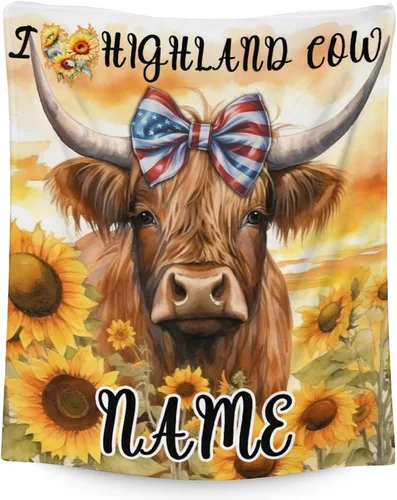 Vista 22 de Mercuryelf Highland Cow - Manta suave, mullida y cálida, 30 x 40 pulgadas, manta pequeña para regazo y cuna, color beige, bonito regalo para bebé