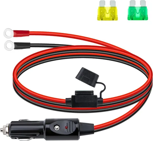 Vista 10 de Enchufe de encendedor de cigarrillos resistente de 12 AWG, cable adaptador de enchufe macho de encendedor de cigarrillos de 10 pies con luces LED