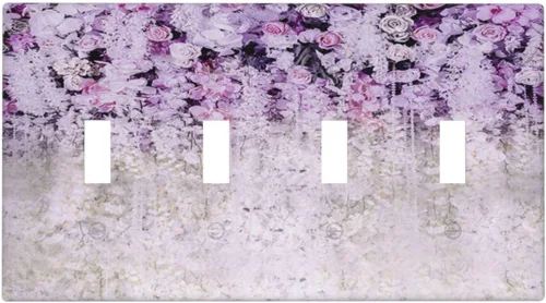 Vista 190 de Pintura al óleo de flores abstractas de 1 cuadrilla de interruptor de luz dúplex individual cubierta de salida placa de pared decorativa Placa