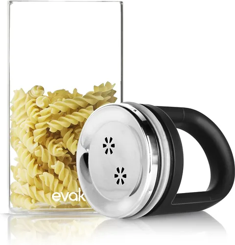 Vista 6 de Prepara evak vidrio contenedor de almacenamiento de alimentos con mango de tacto suave, color negro, tamaño grande, L, Negro Gloss Hyle