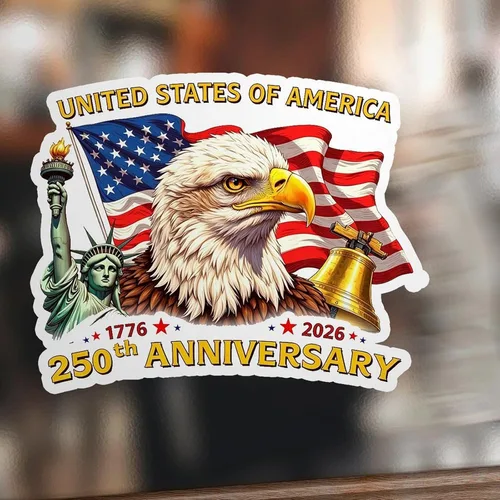 Vista 5 de ArogGeld Calcomanías para perros con el 250 aniversario de mercancía de Estados Unidos para automóviles América del 250 de julio, decoraciones