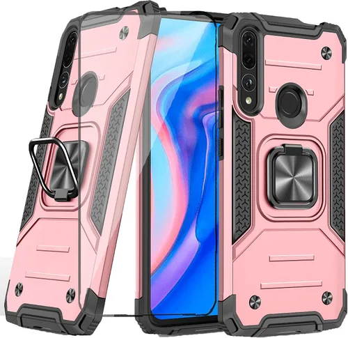 Vista 9 de Asuwish Funda compatible con Huawei Y9 Prime 2019 y protector de pantalla de vidrio templado, soporte de anillo celular con soporte para teléfono