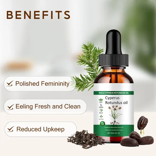 Vista 4 de Aceite natural Cyperus Rotundus orgánico para depilación, reduce el crecimiento del vello corporal, apoya la humedad de la piel, adecuado para todo