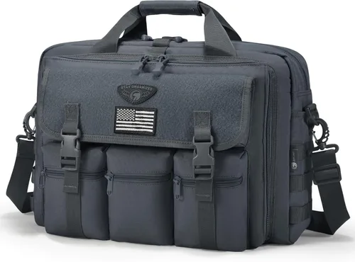 Vista 8 de Stypos Bolsa de mensajero táctico, maletín táctico de 15.6/17.3 pulgadas para hombre, bolso militar para portátil, bolsa de hombro mensajero