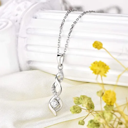 Vista 6 de JO WISDOM Collares con colgante de corazón infinito de plata de ley 925 con circonita cúbica AAA