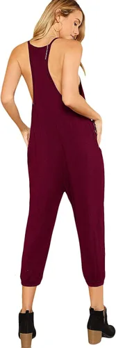 Vista 2 de DIDK - Enterizo para mujer con cuello en V, tirantes delgados, piernas holgadas