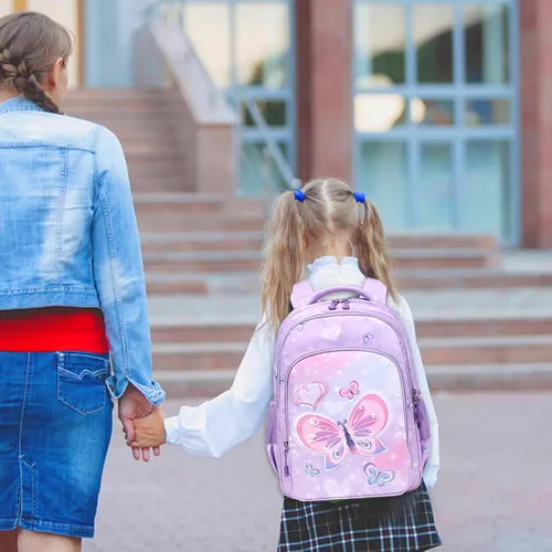Vista 9 de Juego de mochila para niñas con diseño de unicornio, mochila escolar para niños, mochila para libros para niñas, set 3 en 1, regreso a clases