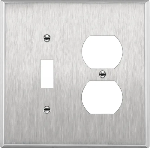 Vista 27 de ENERLITES Placa de pared de metal para combinación de interruptor de palanca y receptáculo dúplex, cubierta de salida de acero inoxidable 201