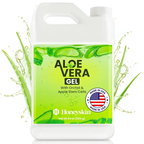 Vista 9 de Gel orgánico de Aloe Vera: gel 100% puro de Aloe con miel de Manuka. Cuidado facial y del cuerpo después del sol. Gel de hoja de Aloe