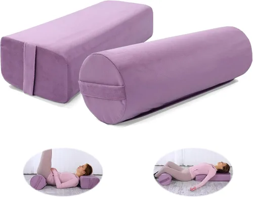 Vista 8 de MABOZOO Juego de cojines de yoga, funda de terciopelo de espuma de alta densidad para yoga restaurativo y meditación, almohada rectangular