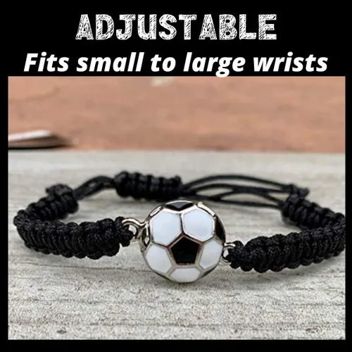 Vista 5 de Pulsera de fútbol ajustable unisex con diseño de paracaídas blanco y negro, joyería de fútbol, regalos de jugador y equipo, y accesorios
