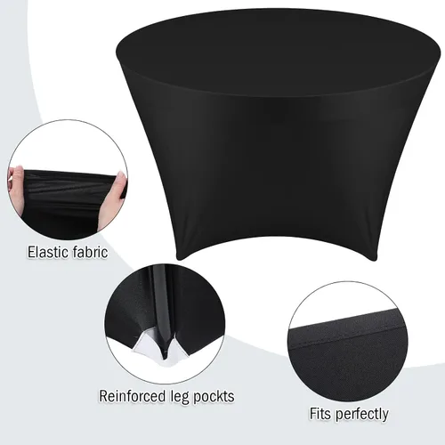 Vista 3 de Buryeah Mantel redondo elástico de 5 pies de elastano, lavable a máquina, 60 pulgadas, mantel elástico ajustable para mesa redonda para bodas