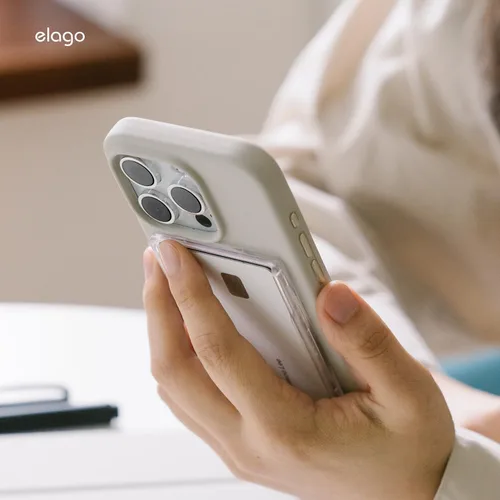 Vista 7 de elago Tarjetero magnético transparente compatible con MagSafe para iPhone, cartera segura para teléfono, construcción de PC duradera, protección