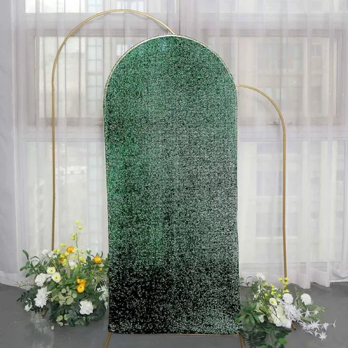 Vista 21 de Efavormart - Marco de fondo redondo de elastano dorado antiguo brillante de 5 pies, cubierta metálica brillante para arco de boda de 2 lados