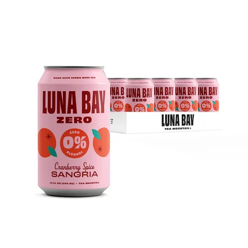 Vista 6 de Luna Bay Té sin alcohol Zero Percent - Té espumoso sin alcohol con yerba mate y glicinato de magnesio, vegano, bajo en azúcar, sin OMG y sin gluten