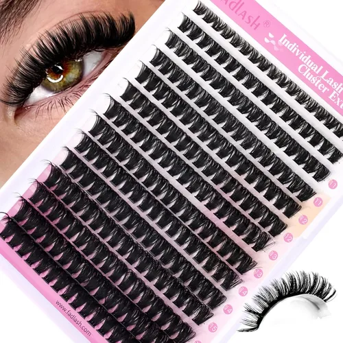 Vista 43 de Extensiones de racimos de pestañas con bandeja grande, pestañas individuales 10D 20D, mezcla natural, suave, C Cur negro, imitación de visón