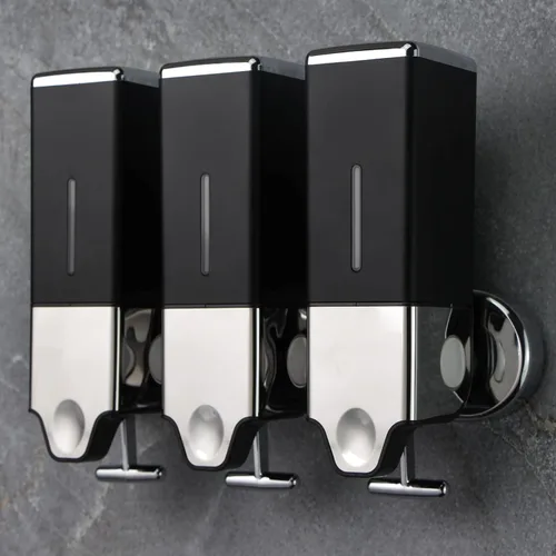 Vista 9 de Dispensador de champú y acondicionador prosfalt 2 x 500ml No taladrar Montado en la pared Dispensador manual de jabón para ducha para el hogar