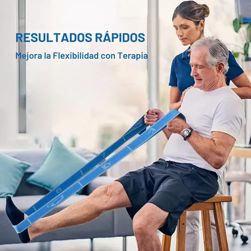 Vista 7 de Slim Panda Correa elástica, flexibilidad, bandas elásticas de baile, correa elástica de yoga con 9 bucles para terapia física, pilates, yoga