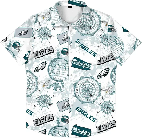 Vista 7 de FOCO Men's NFL Team Logo Floral Aloha Tropical Mercader Button Up Shirt