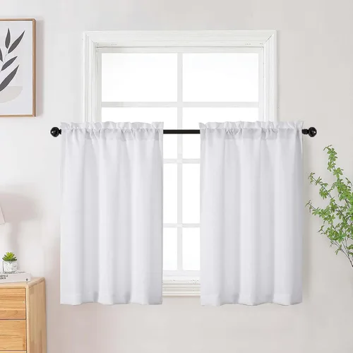 Vista 125 de Cortinas de lino para dormitorio y sala de estar de 96 pulgadas de largo, juego de 2 paneles, con bolsillo para cortinero, filtrado de luz, textura