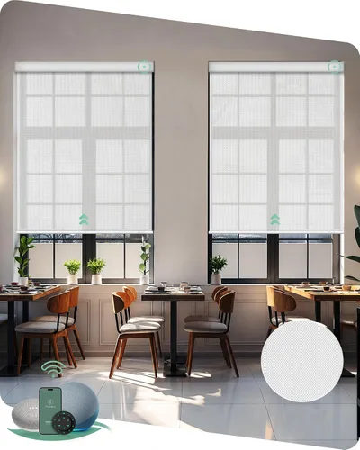 Vista 22 de Yoolax Persianas solares motorizadas que filtran la luz, persianas inteligentes con control remoto, funcionan con Alexa, persianas enrollables