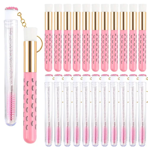 Vista 16 de 30 cepillos de champú de pestañas de cristal, cepillo de limpieza de pestañas, cepillos de maquillaje suaves para limpieza de extensiones