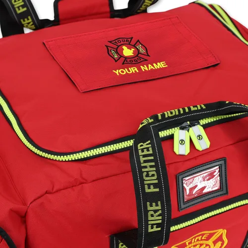 Vista 7 de Lightning X - Bolsa personalizable para equipo de bomberos con nombre bordado, 3XL, color rojo