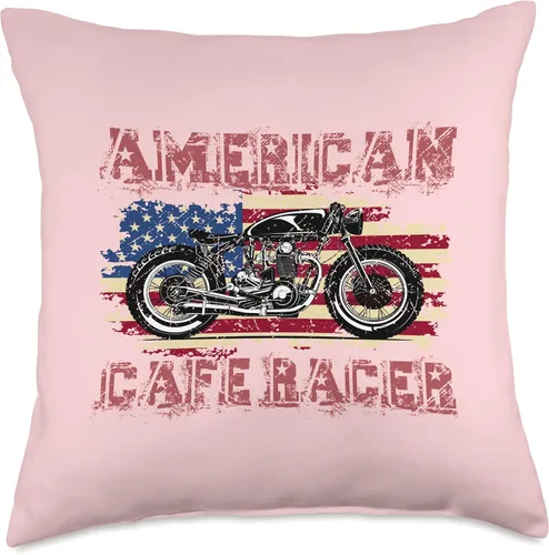 Vista 4 de American Cafe Racer Motorcycle Apparel and Merch American Cafe Racer Biker Men Women Adult Teens Boys Girls Throw Pillow, 16x16, Multicolor