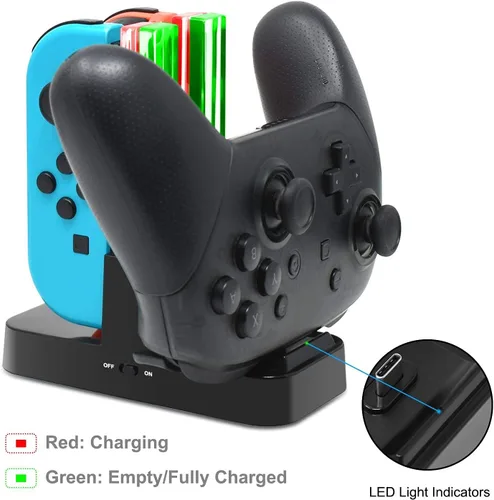 Vista 3 de Estación de carga compatible con controlador Pro para Joy Cons, reemplazo del cargador de controlador FYOUNG para SwitchSwitch LiteOLED con un