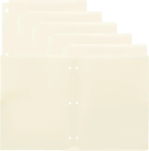 Vista 5 de Youngever Paquete de 6 carpetas de plástico resistente con dos bolsillos, separadores de carpetas con bolsillo, carpeta perforadora de 3 agujeros