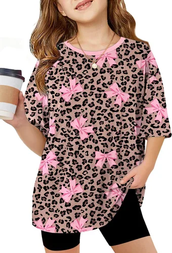 Vista 12 de Arshiner Camisetas de gran tamaño para niñas, camisetas básicas suaves y casuales de verano Negro