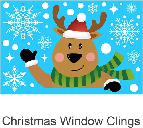 Vista 9 de Decoraciones de Navidad para ventana, 160 calcomanías de copo de nieve de Navidad para ventana, calcomanías de copo de nieve de Navidad