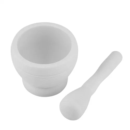 Vista 7 de PP Material Molienda Tazón, Mortero y Maja Set, Molinillo de ajo de plástico manual para el hogar, uso en la cocina (blanco)