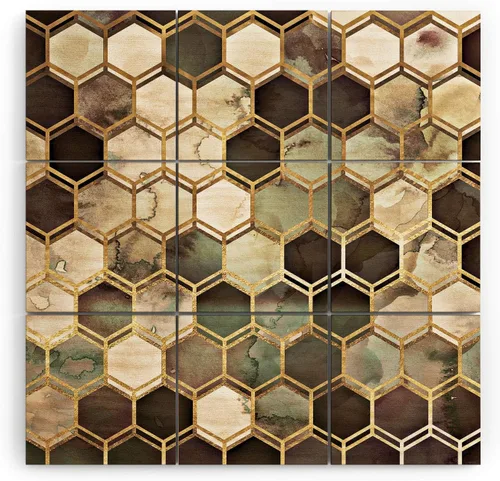 Vista 19 de Society6 Monika Strigel - Mural de pared de madera de sirena de verano de mediados de siglo, 4 x 4 pies, multicolor