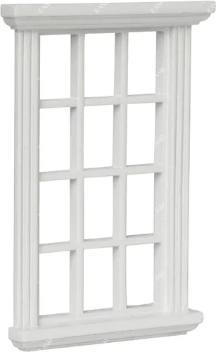 Vista 5 de iLAND Accesorios a escala 1/12 de ventanas de casa de muñecas, 2 piezas de madera maciza blanca, suministros de construcción de casa de muñecas, kit